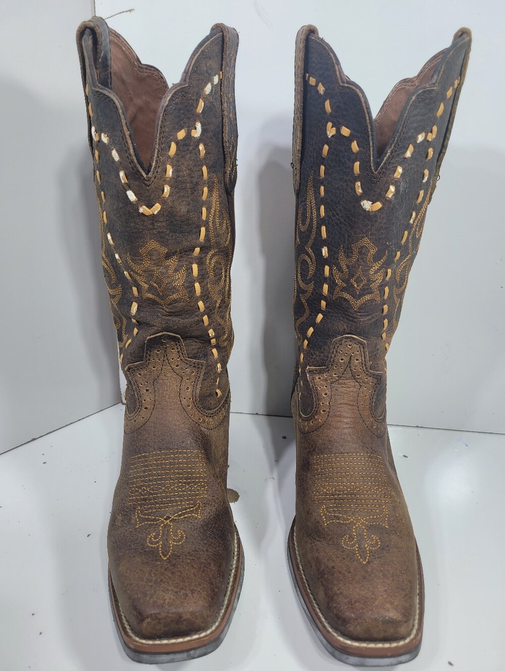 Justin Women’s Western Cowboy Boots Size 7 B Brown Leather Square Toe SVL7313